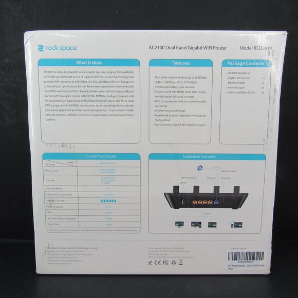 Rock Space AC2100 Dual Band Gigabit Model RSD0614 WiFi Router New Sealed - Picture 6 of 6
